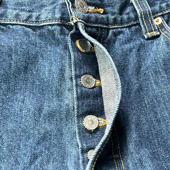 Levis 501 Jeans Button Fly Mens 38 X 36 Straight Leg Blue Denim Classic - Picture 9 of 12